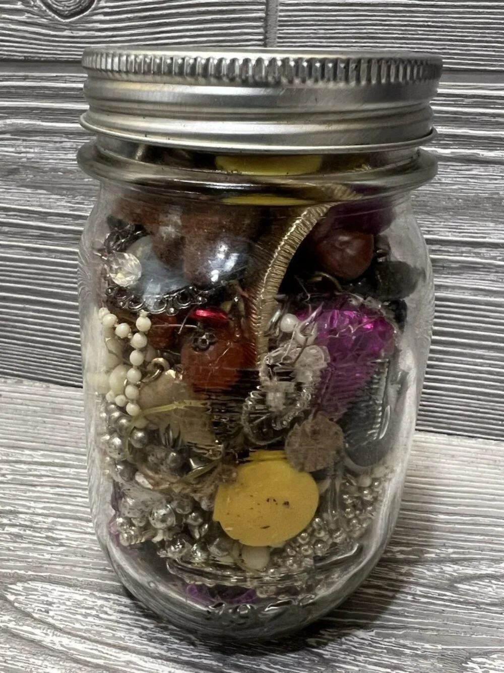 Bits and Pieces Crafting Junk Jewelry Making Decorative Vintage Jar READ